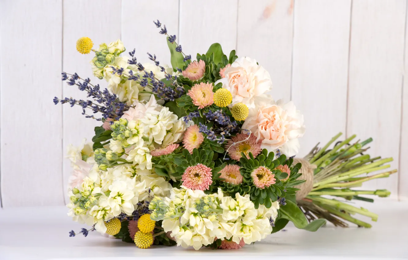 Photo wallpaper bouquet, Astra, carnation, lavender, gillyflower
