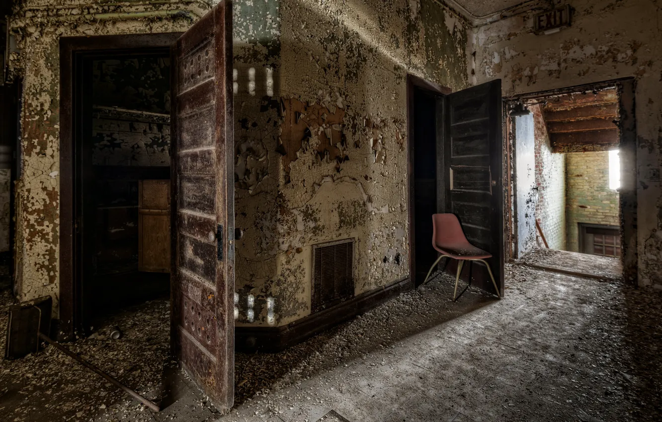 Photo wallpaper room, door, chair