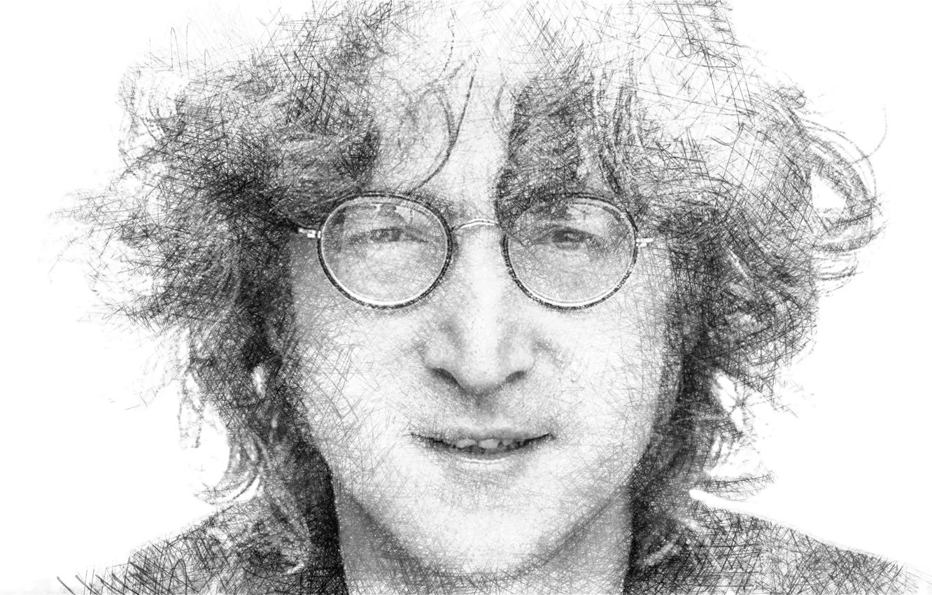 Photo wallpaper portrait, glasses, musician, John Lennon, The Beatles