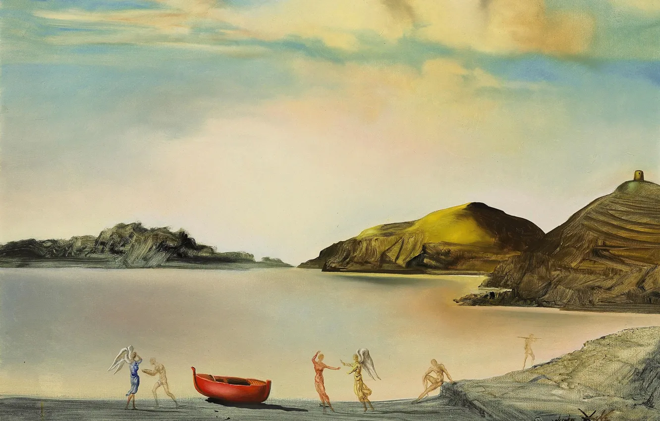 Photo wallpaper surrealism, picture, Salvador Dali, Salvador Dali, Port lligat at Sunset