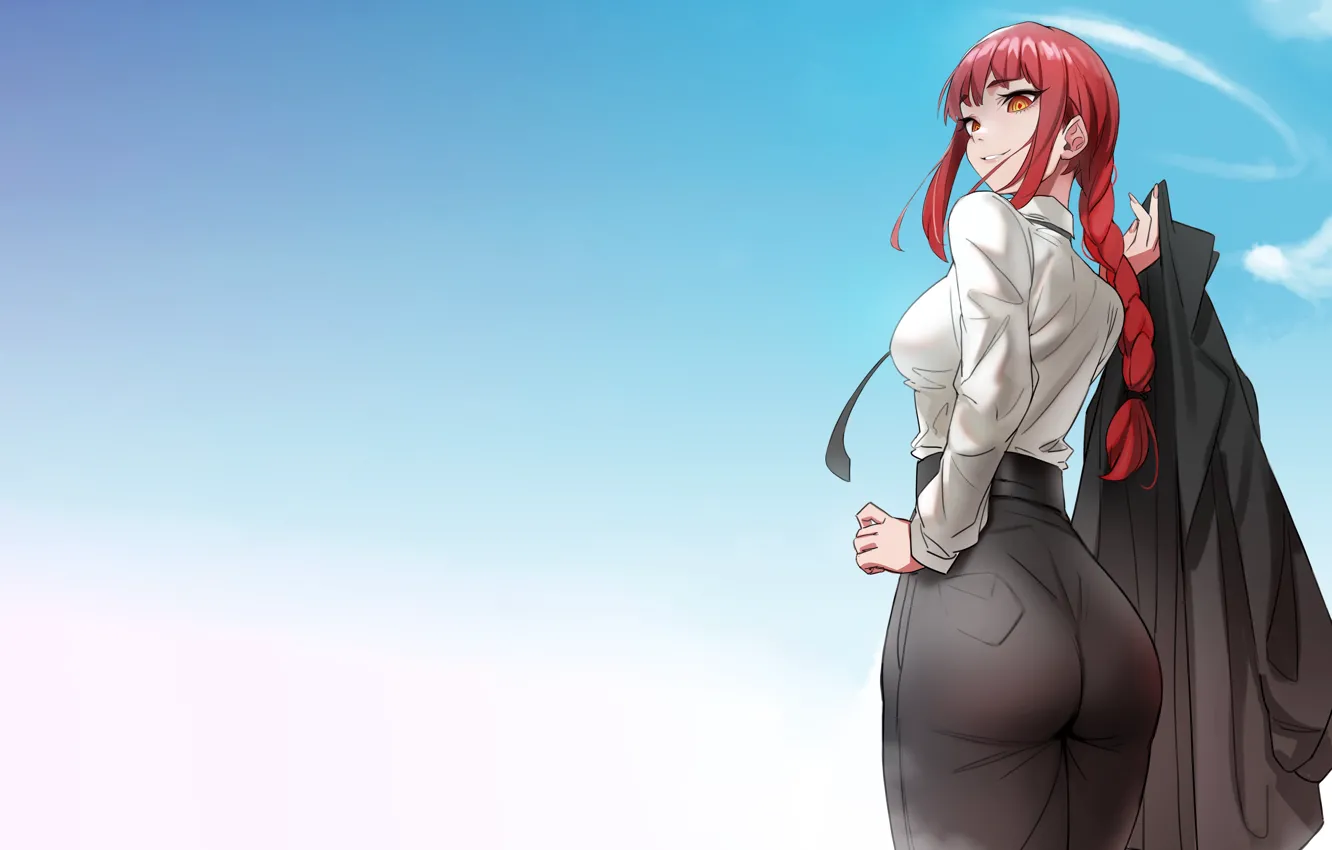 Photo wallpaper girl, sexy, ass, long hair, anime, beautiful, pretty, redhead