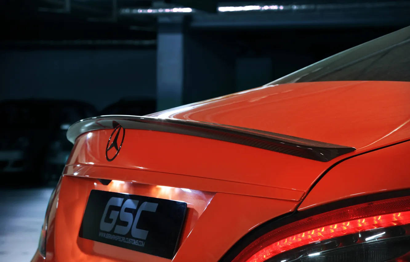 Photo wallpaper auto, Mercedes-Benz, logo, Mercedes, AMG, back, CLS 63, brake lights