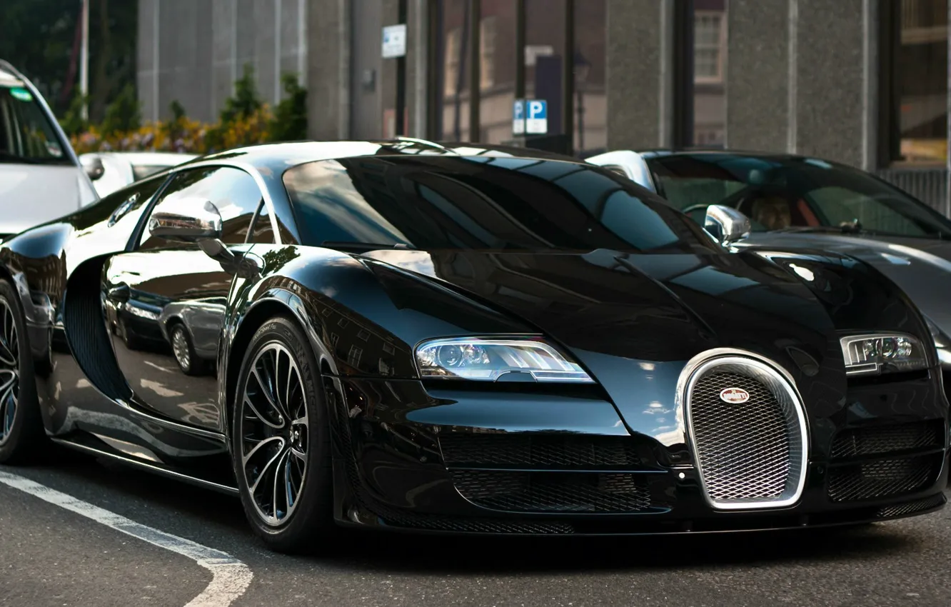 Photo wallpaper road, black, Wallpaper HD, Bugatti Veyron Super Sport