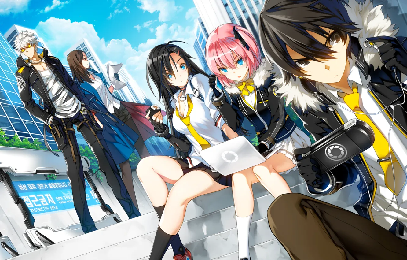 Photo wallpaper the city, girls, the game, art, guys, closers