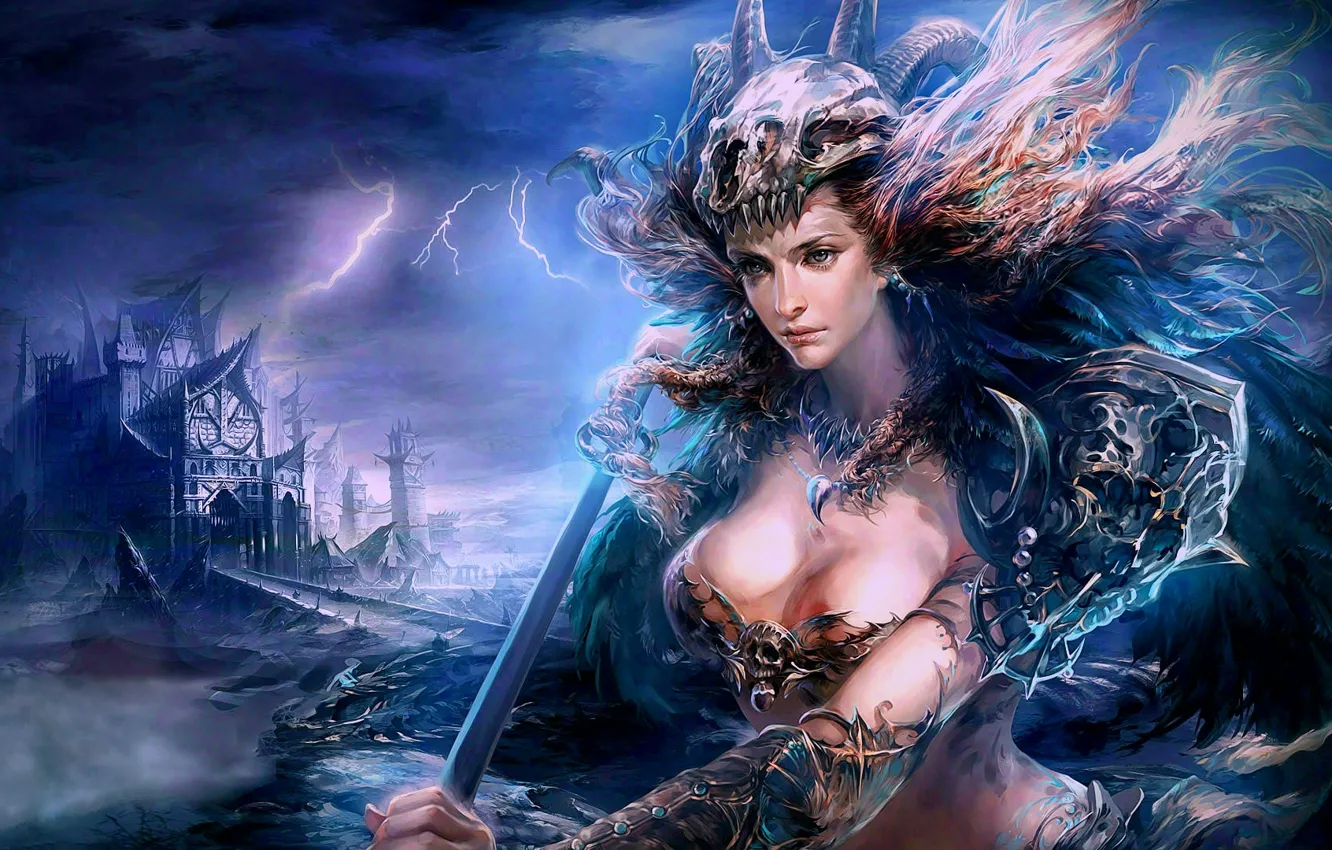 Photo wallpaper girl, fantasy, warrior, art