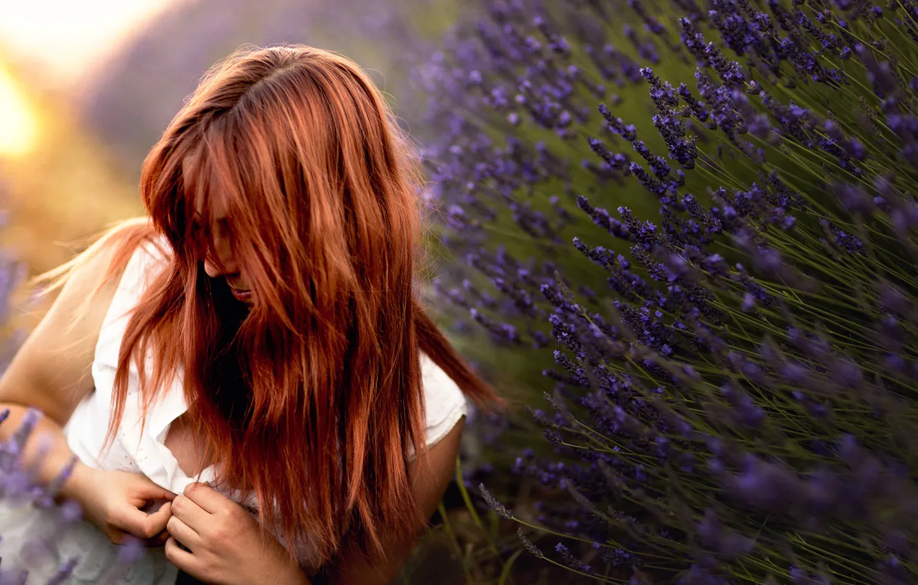 Photo wallpaper girl, blouse, lavender, Studio Hors-champ, after love, Marie-Ange
