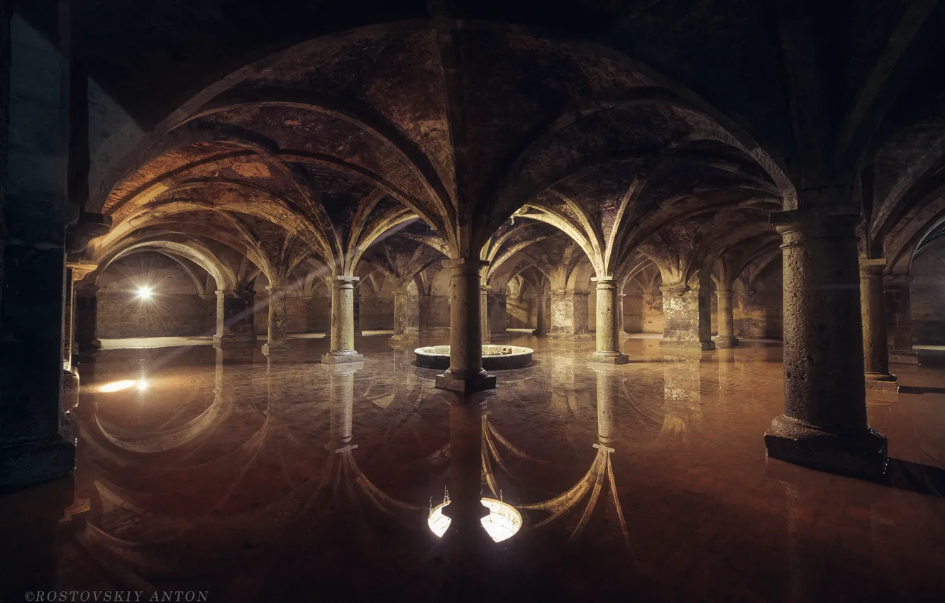 Photo wallpaper water, interior, columns, hall, arch, Morocco, Rostov Anton, Portuguese Cistern