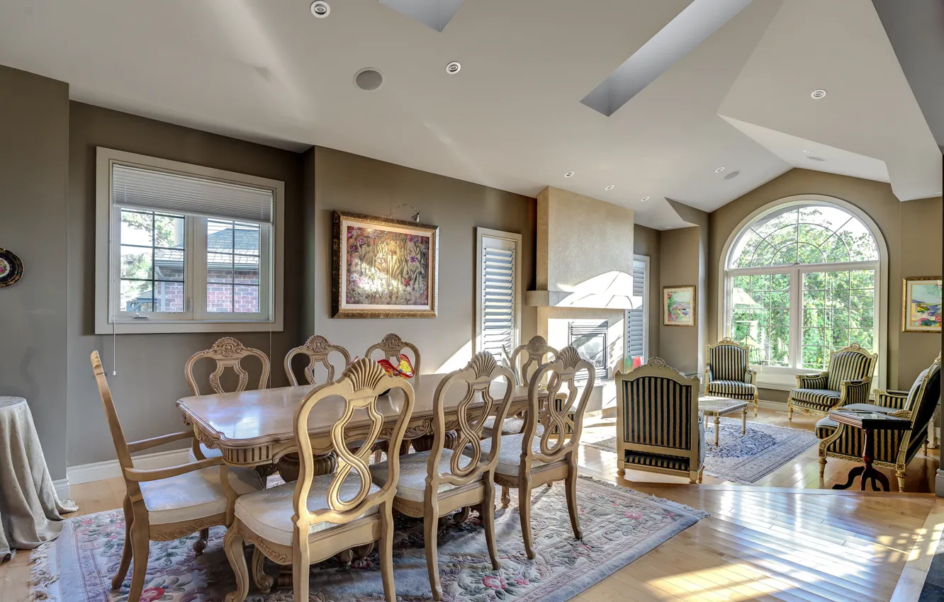 Photo wallpaper design, table, chair, dining room