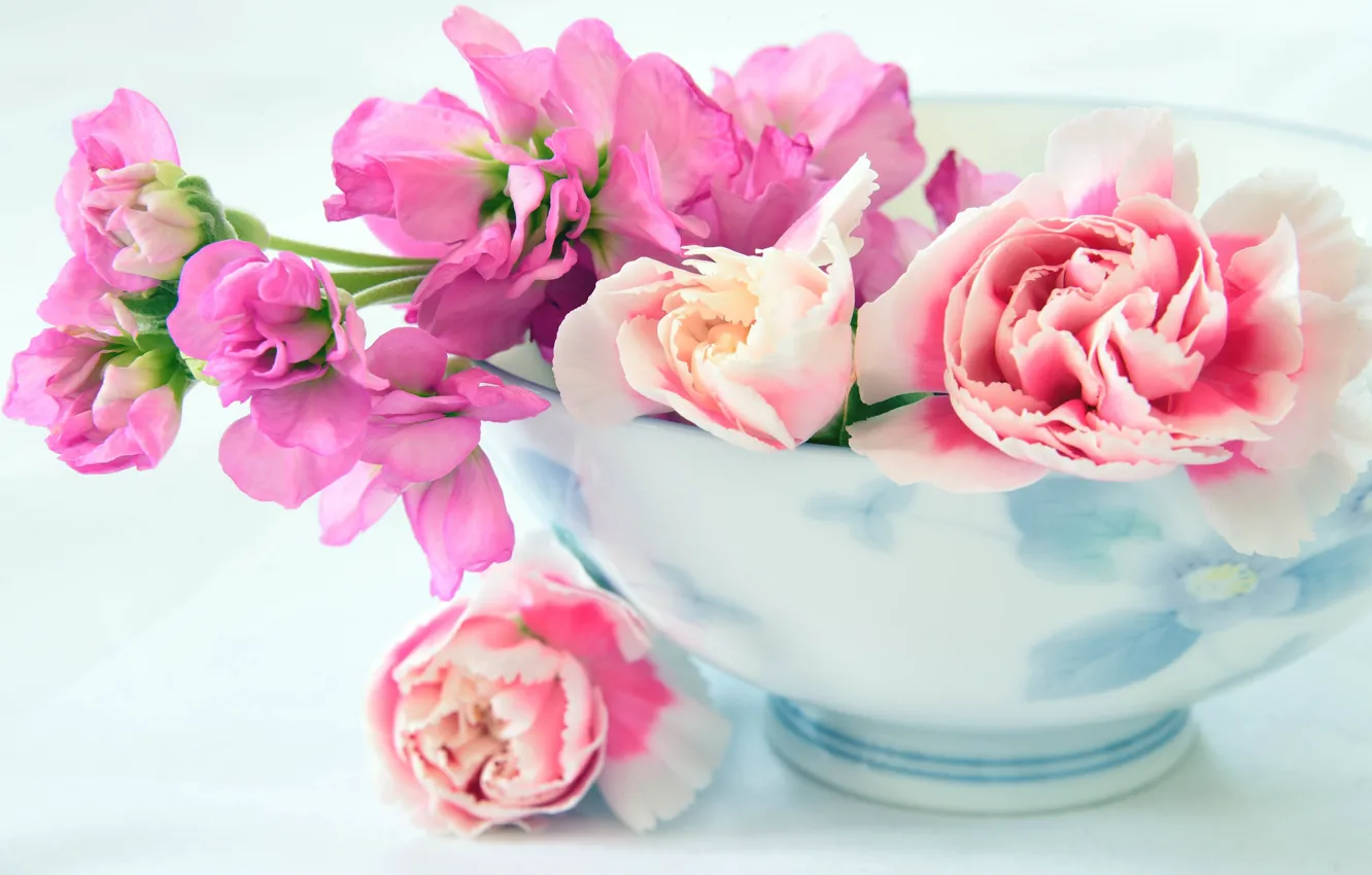 Photo wallpaper flowers, bouquet, Vase