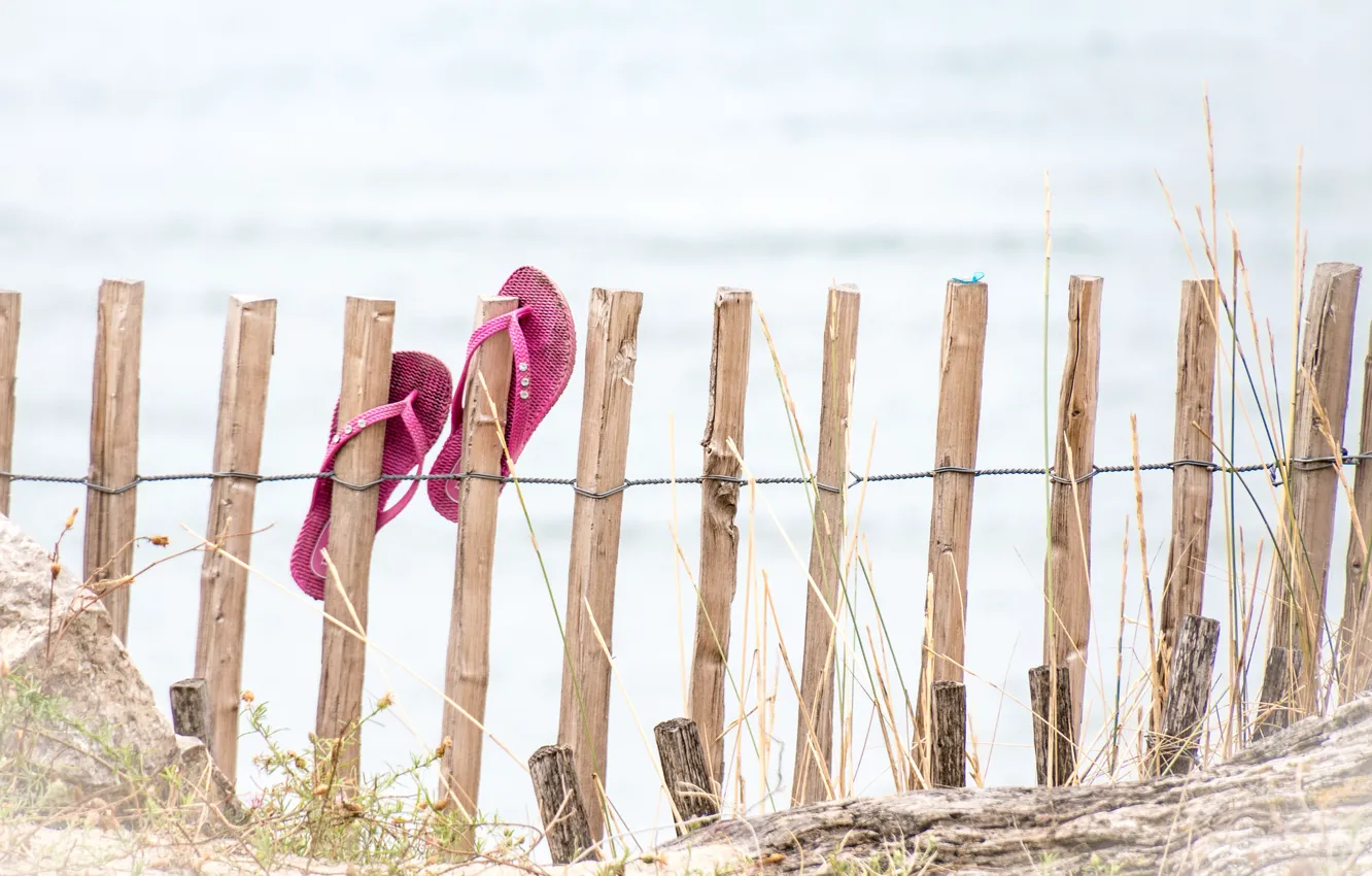 Photo wallpaper beach, summer, the fence