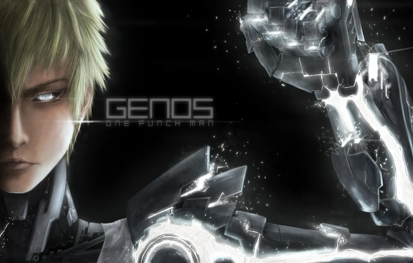 Photo wallpaper face, fiction, anime, cyborg, One Punch Man, OnePunch-Man, Geno