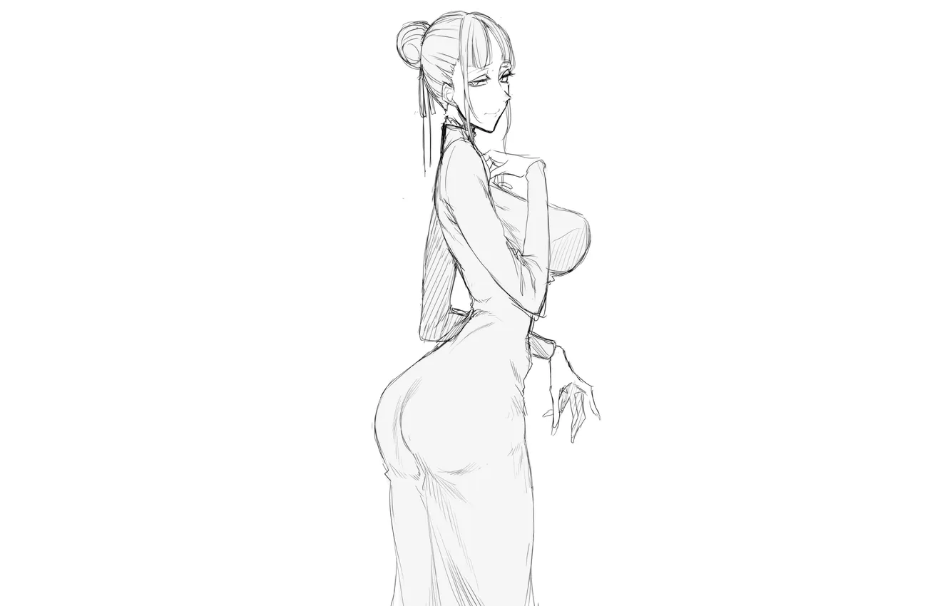 Photo wallpaper girl, ass, dress, boobs, anime, beautiful, short hair, pretty