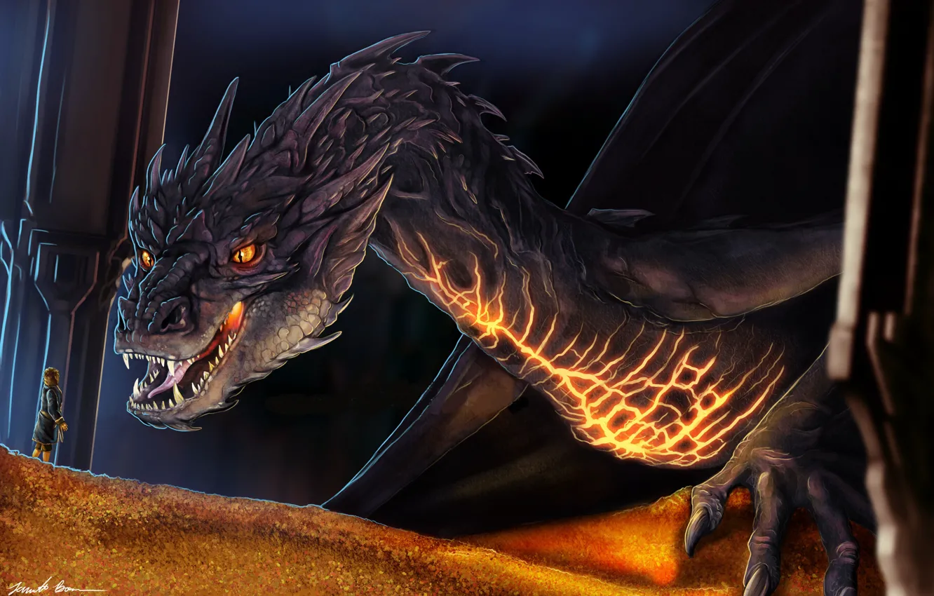 Photo wallpaper dragon, art, treasures, The hobbit, Smaug, by sugarpoultry
