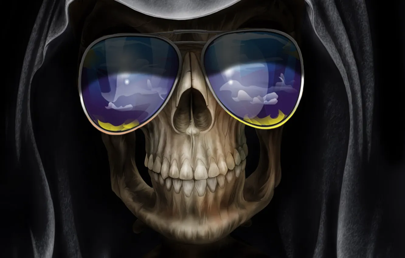 Photo wallpaper death, Skull, glasses