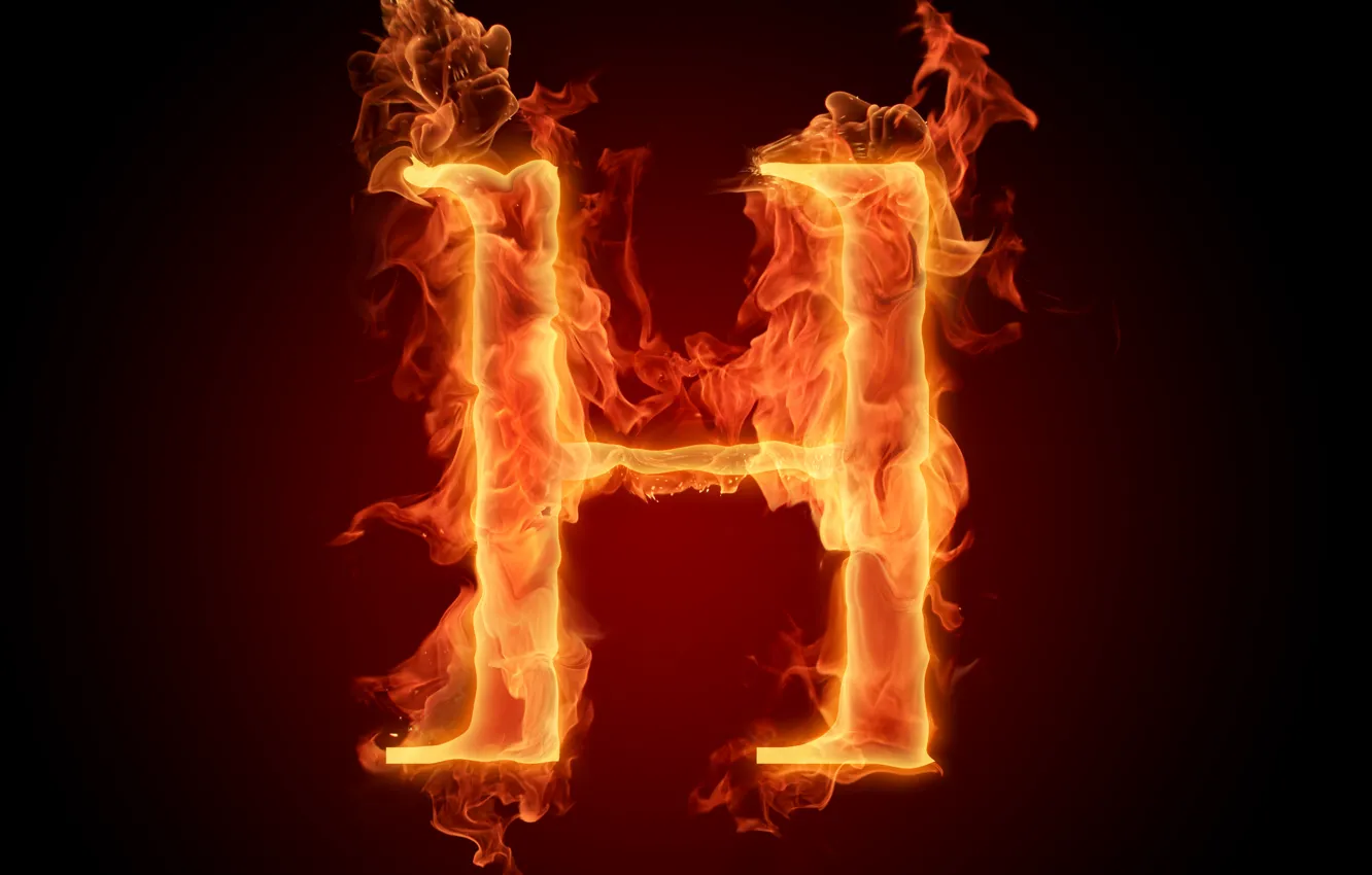 Photo wallpaper fire, flame, letter, alphabet