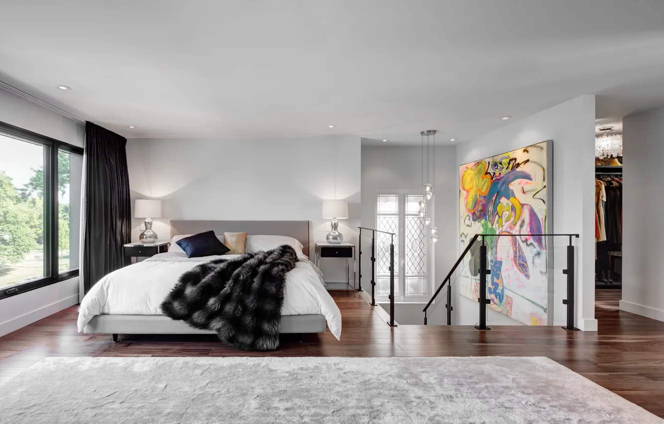 Photo wallpaper room, interior, bedroom, Toronto, dormer housee, dormer residential