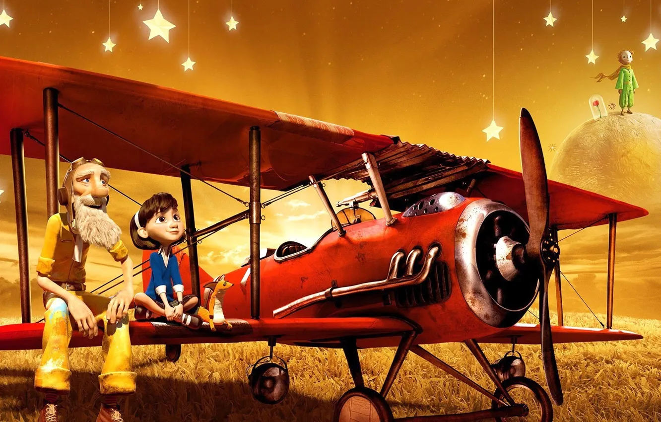 Photo wallpaper cartoon, Fox, the little Prince, Aviator, the little prince