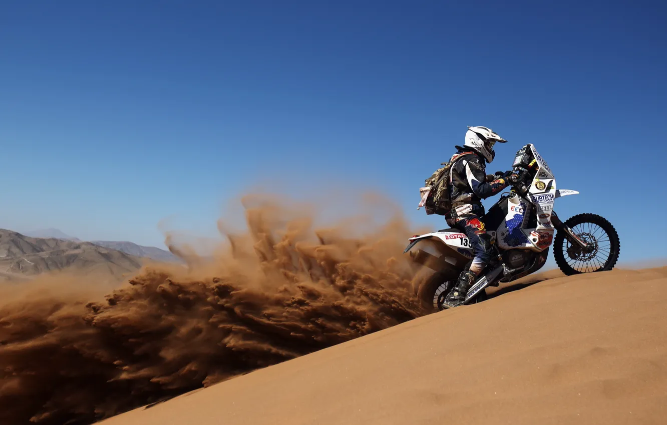 Photo wallpaper sand, desert, motorcycle, rally, Dakar