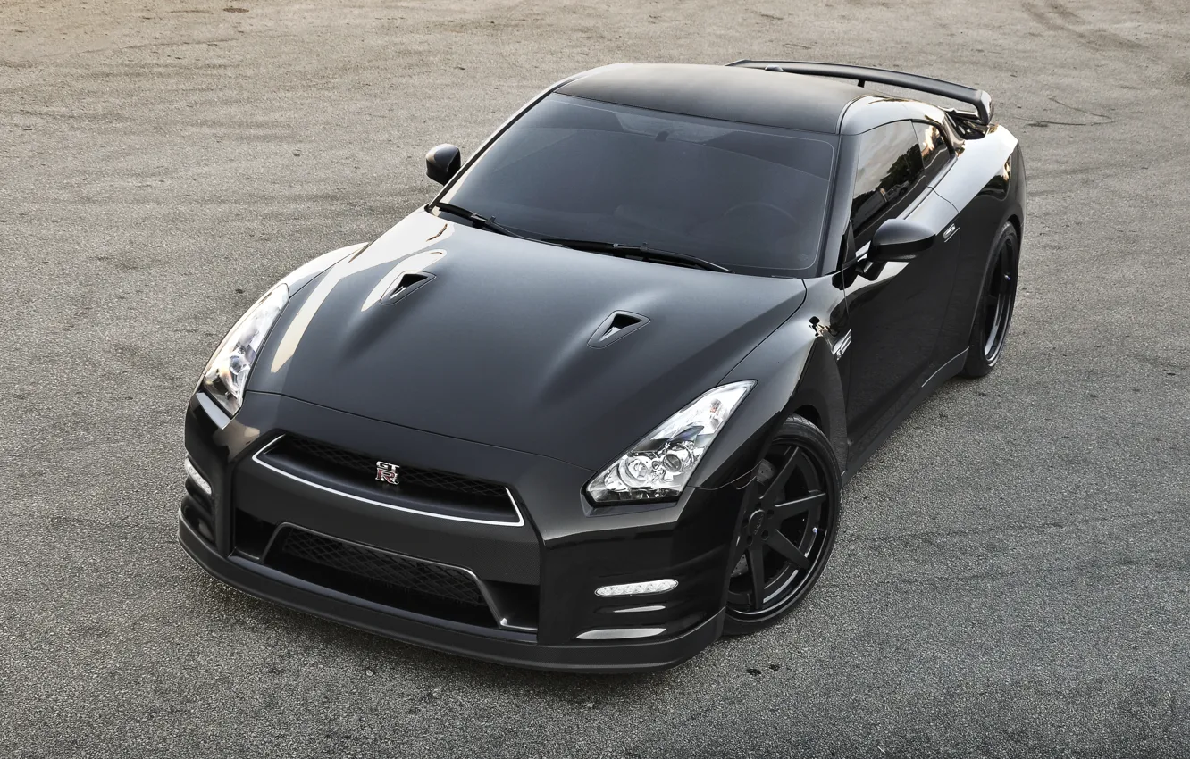 Photo wallpaper black, nissan, drives, Nissan, gtr, gtr, r35, tinted