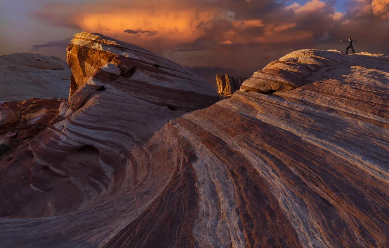 Photo wallpaper landscape, sunset, mountains, nature, USA, Nevada, Valley of Fire State Park, Park Valley of fire