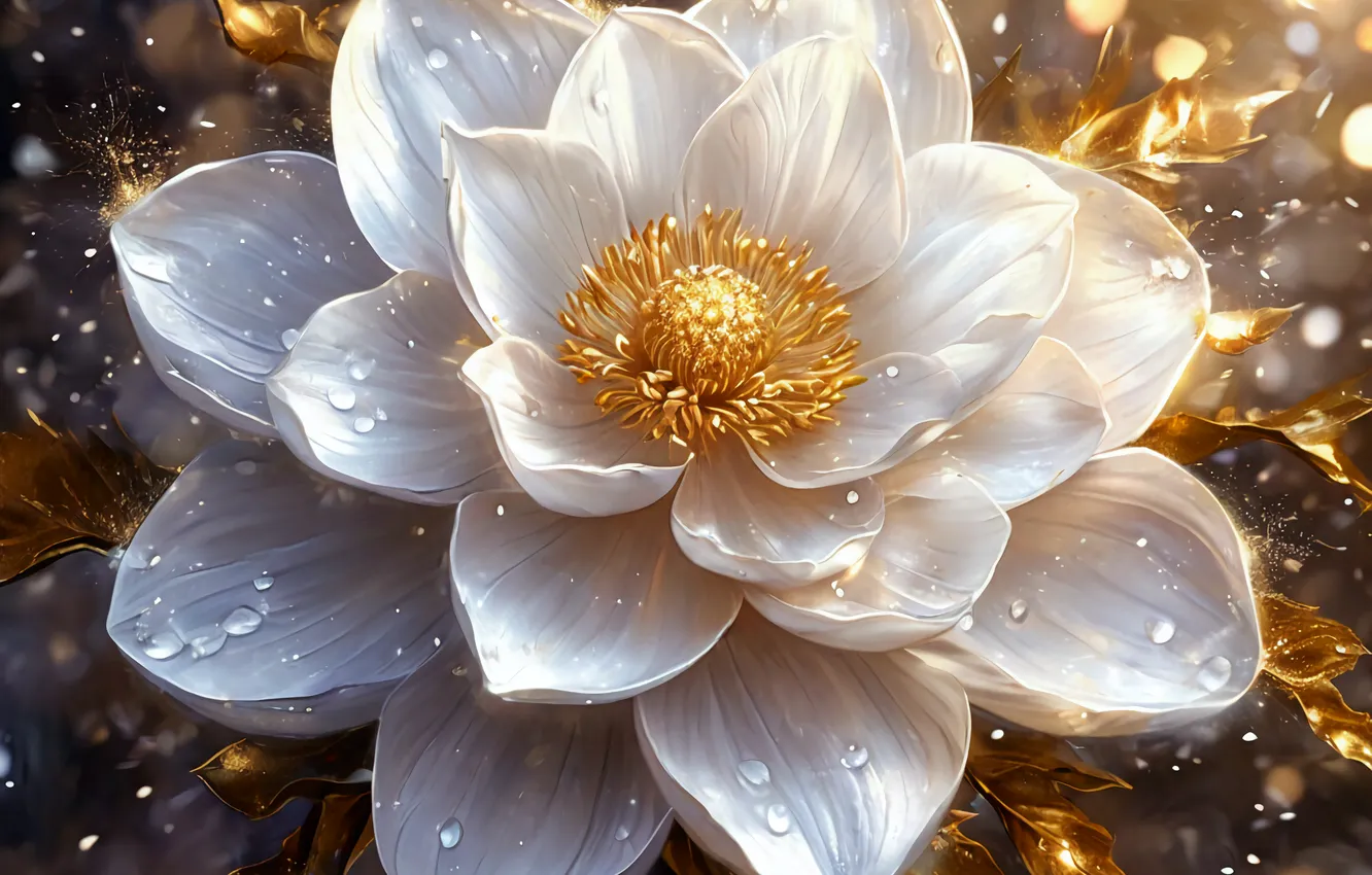 Photo wallpaper flowers, Lotus, peonies, white flower