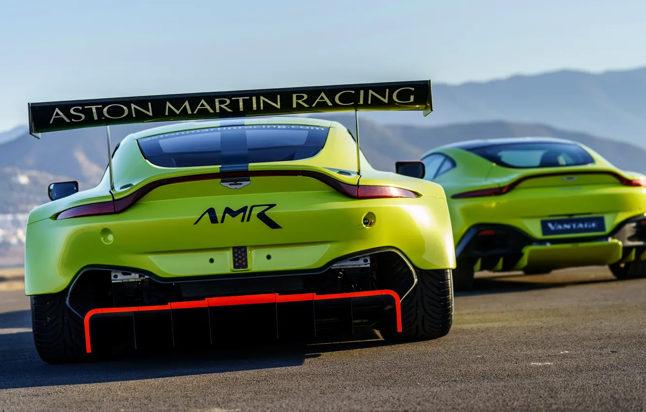 Photo wallpaper Aston Martin, Vantage, pair, racing car, spoiler, 2018, GTE