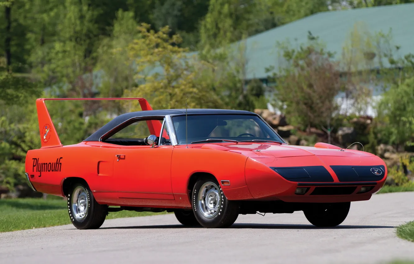 Photo wallpaper red, muscle car, 1970, Plymouth, Plymouth, Superbird, Road Runner
