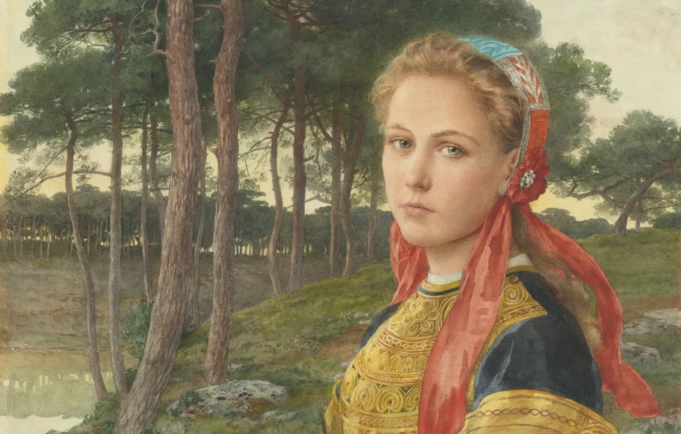 Photo wallpaper French painter, La Foret De Broceliande, French artist, Elizabeth Sorel, Broceliande Forest, Elisabeth Sonrel
