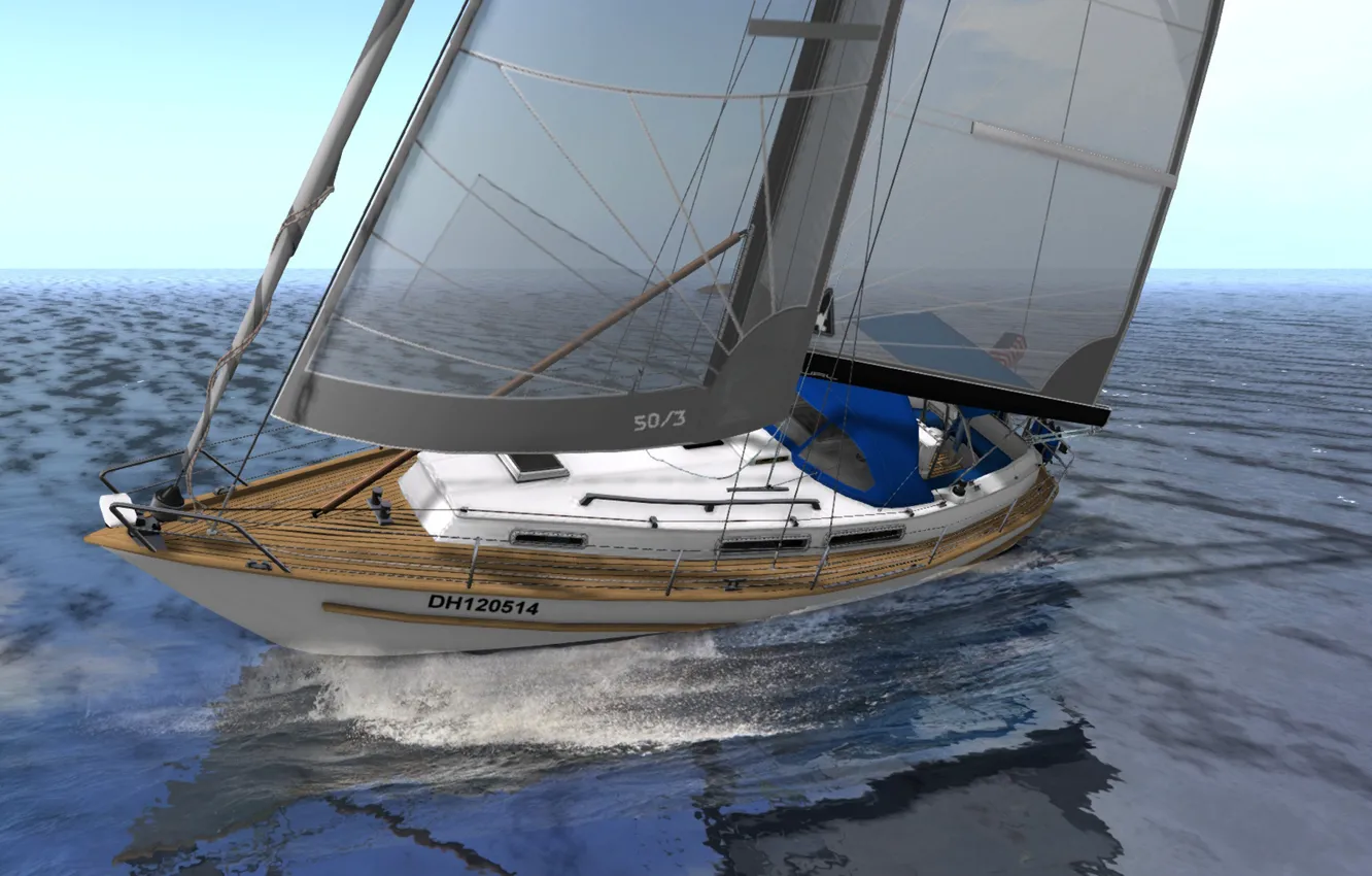 Wallpaper sea, water, yacht for mobile and desktop, section рендеринг