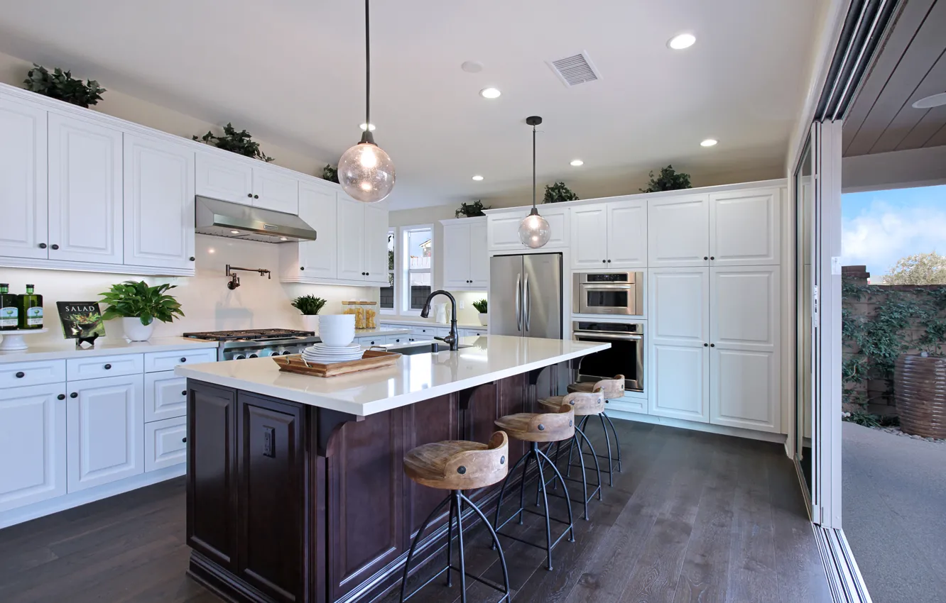 Photo wallpaper design, photo, table, lamp, interior, kitchen, wardrobe