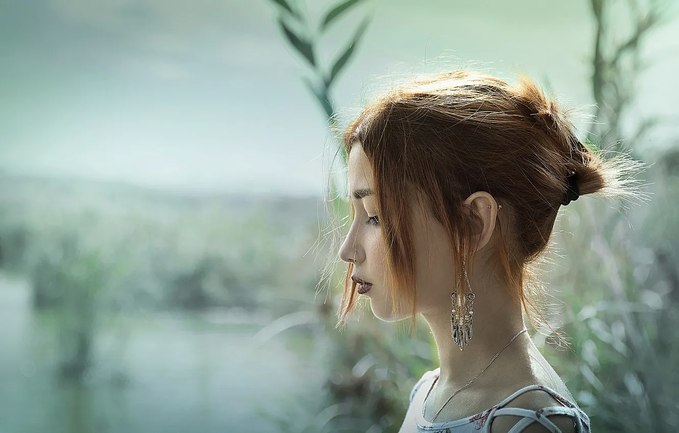 Photo wallpaper makeup, profile, sponge, the beauty, strands, Marian Marcetti