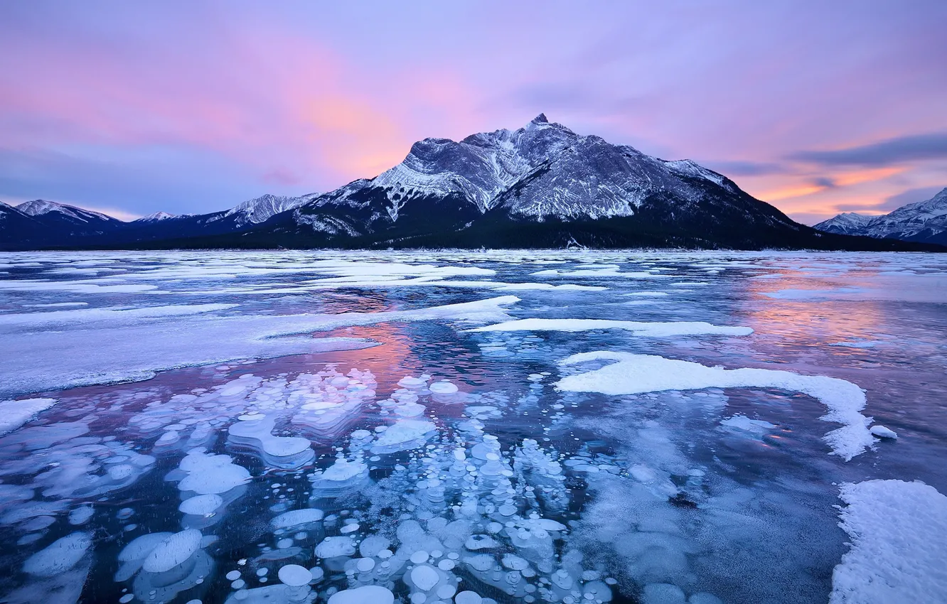 Photo wallpaper ice, winter, sea, snow, landscape, mountains, nature