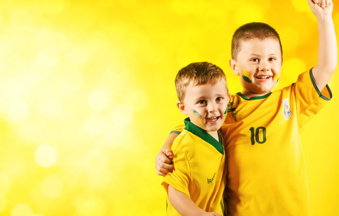 Photo wallpaper children, football, fans, Brasil, FIFA