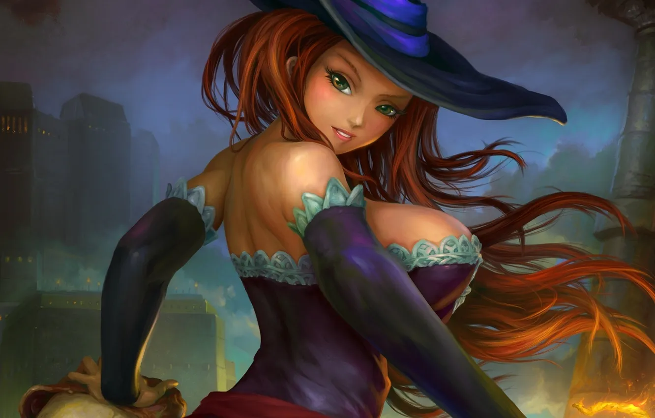 Photo wallpaper chest, girl, hair, hat, Pavel Lagutin, Pavel Lagutin