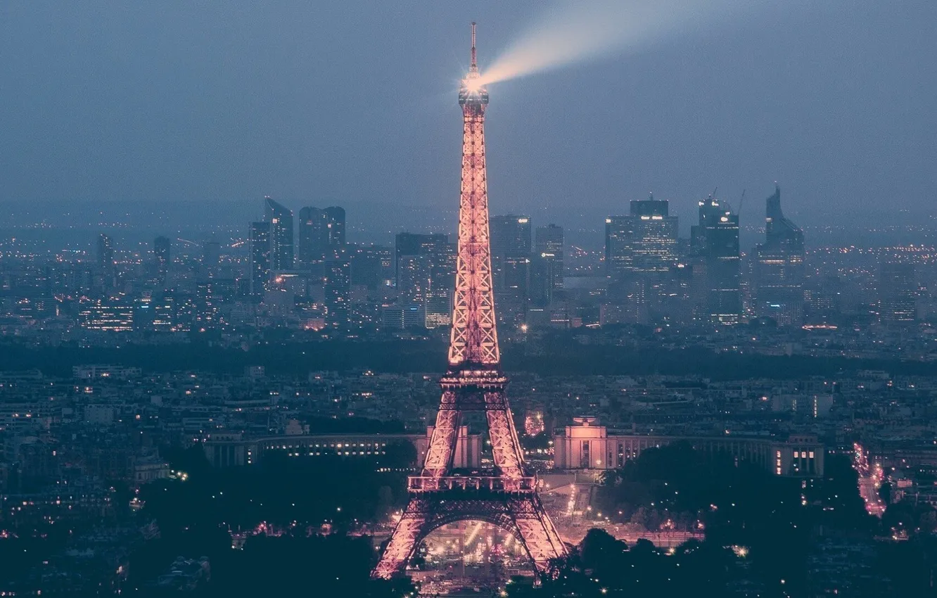 Photo wallpaper France, Paris, Home, Lights, The city, Street, City, Eiffel tower