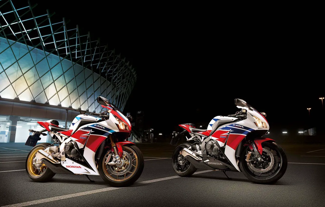 Photo wallpaper white, night, motorcycle, white, honda, Honda, cbr1000rr