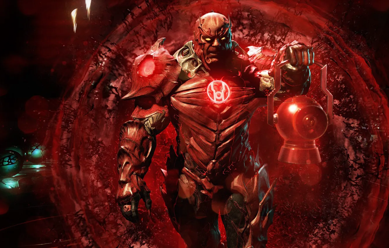 Photo wallpaper red, game, powerful, strong, muscular, Red Lantern, Injustice 2, supervillain