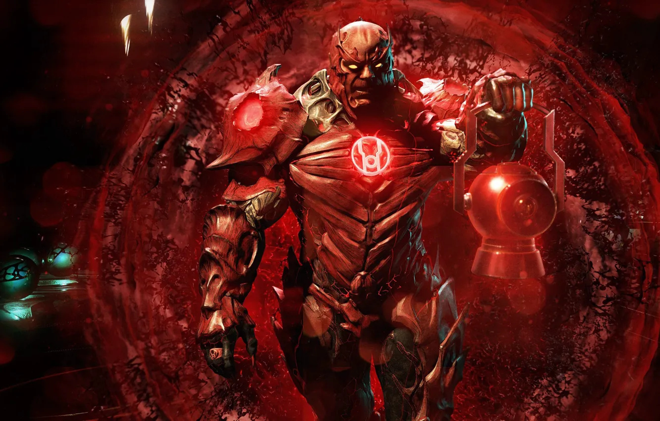 Photo wallpaper red, game, powerful, strong, muscular, red lantern, Injustice 2, Atrocitus