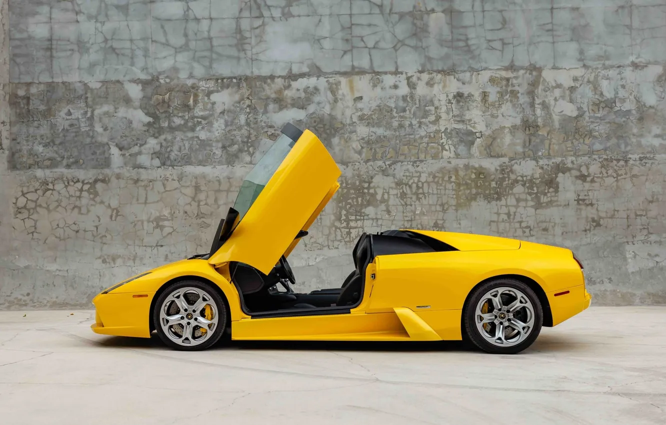 Photo wallpaper car, Lamborghini, Lamborghini Murcielago Roadster, italian cars, yellow cars
