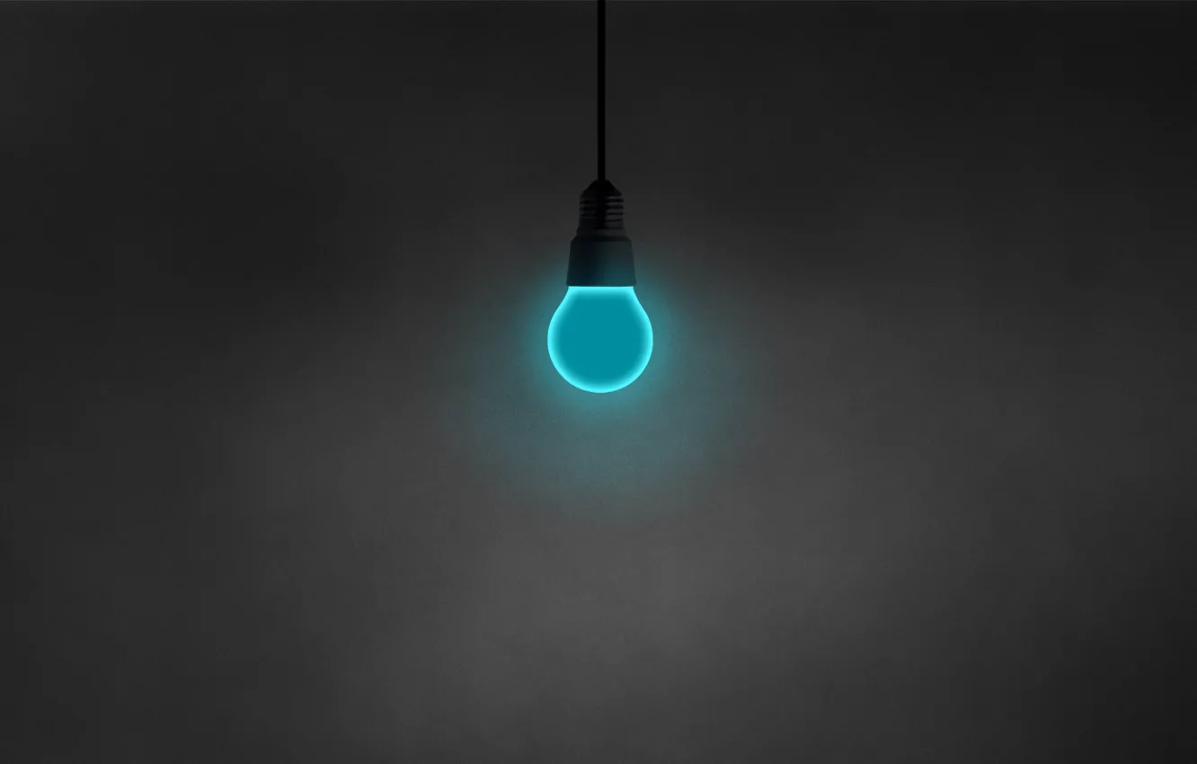 Photo wallpaper light bulb, minimalism, blue, hanging