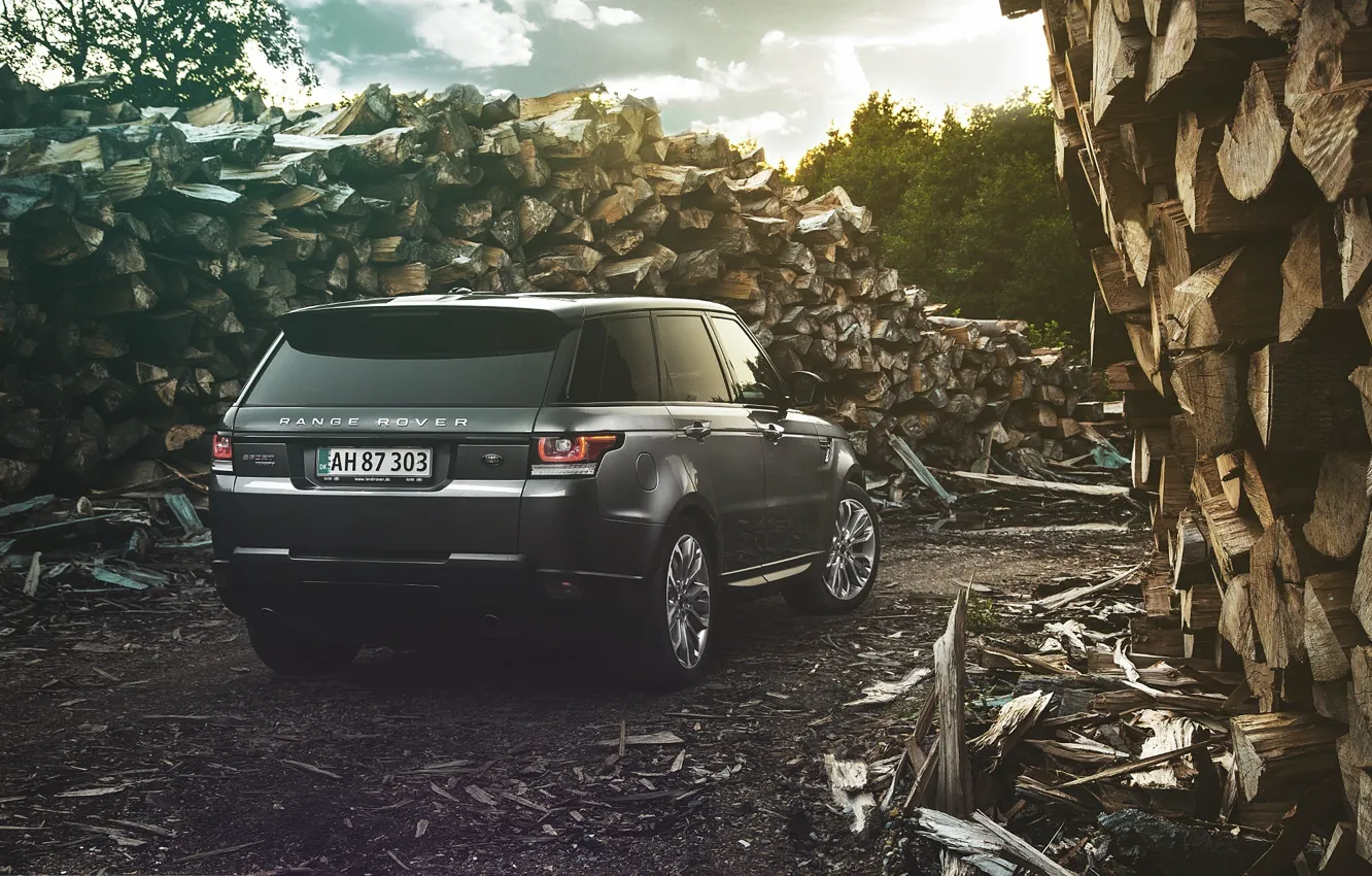 Photo wallpaper Land Rover, Range Rover, Car, Nature, Wood, 4x4, Sport, Diesel