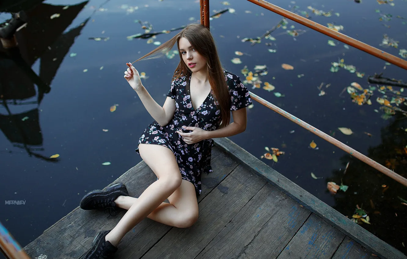 Photo wallpaper girl, legs, photo, photographer, model, brunette, portrait, Artyom Mernaev