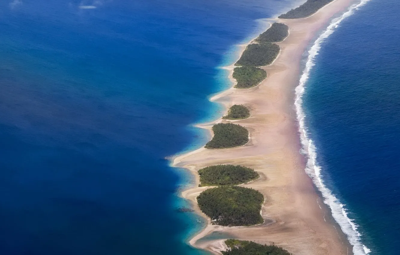 Photo wallpaper sand, sea, wave, beach, trees, shore, island, surf