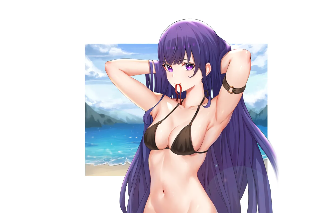 Photo wallpaper girl, hot, sexy, beach, boobs, anime, pretty, babe