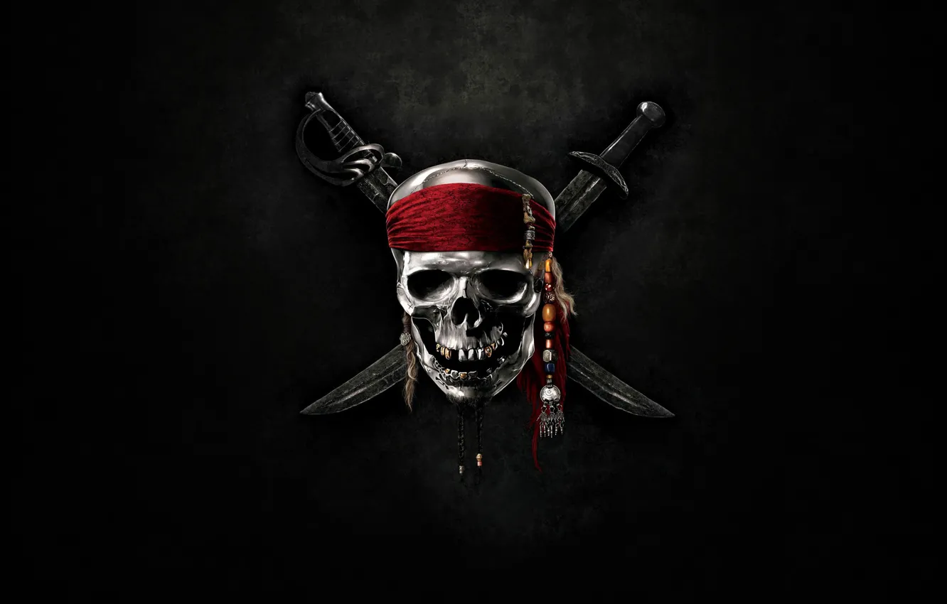 Photo wallpaper sea, skull, saber, pirates of the Caribbean