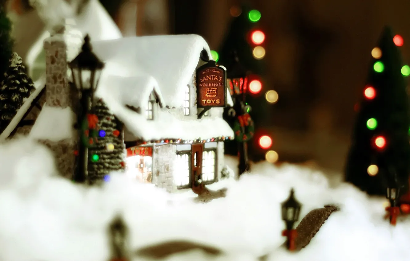Photo wallpaper winter, new year, Christmas, house