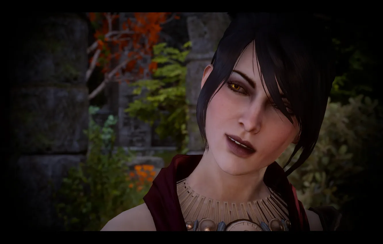 Photo wallpaper eyes, look, face, hairstyle, lips, Morrigan, Morrigan, Dragon Age