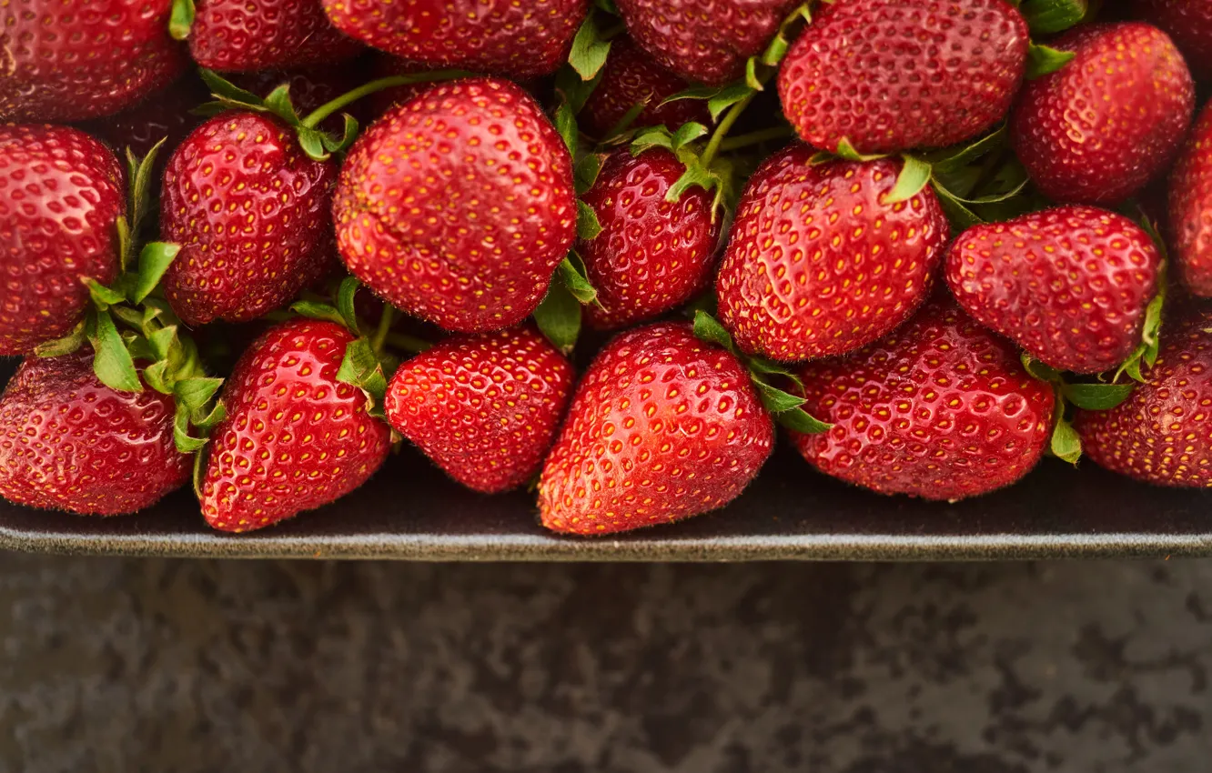 Photo wallpaper berries, background, strawberry, container, tray, a lot