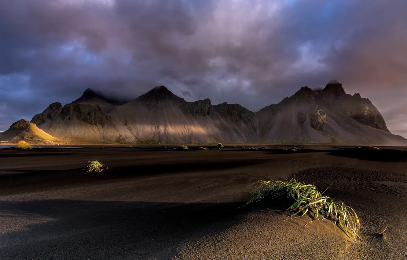 Photo wallpaper beach, Iceland, Vestrahorn