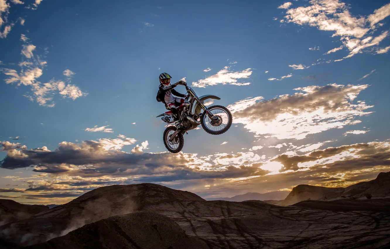 Photo wallpaper the sky, jump, sport, motorcycle